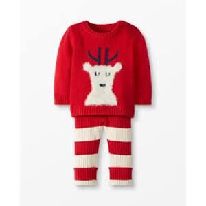Hanna Andersson Red & White Reindeer Sweater Set EUC 2T